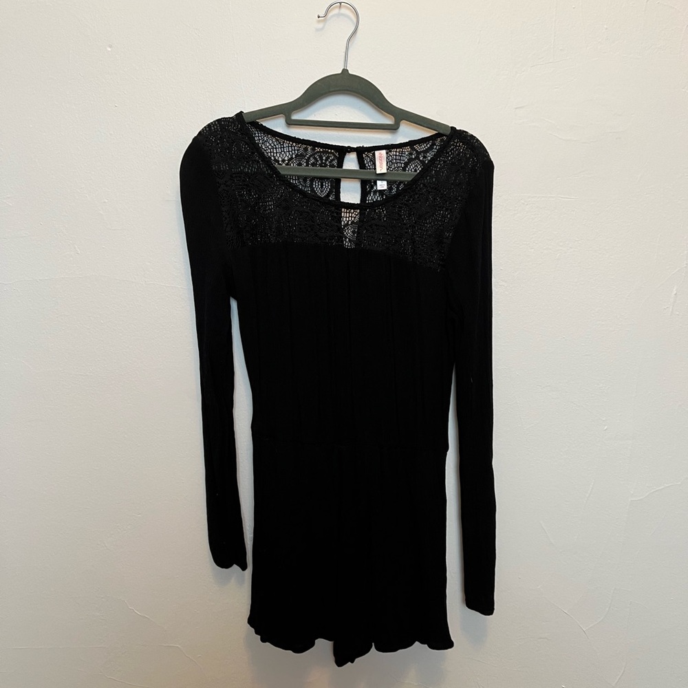 Long sleeve macramé romper